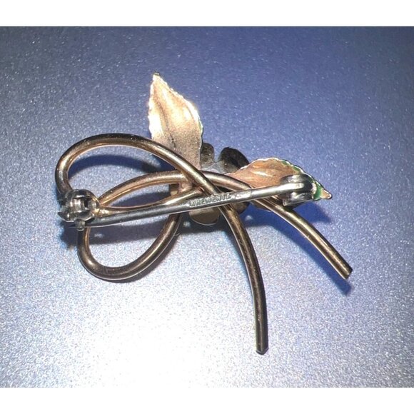 Krementz Forget Me Not Enamel 14k Gold Overlay Cultured Pearl Pin Brooch - Picture 2 of 3